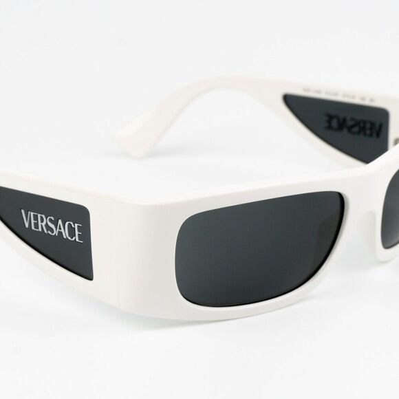 NEW Versace VE4482 314/87 White Dark Grey Rectangular Unisex Sunglasses - Picture 5 of 11